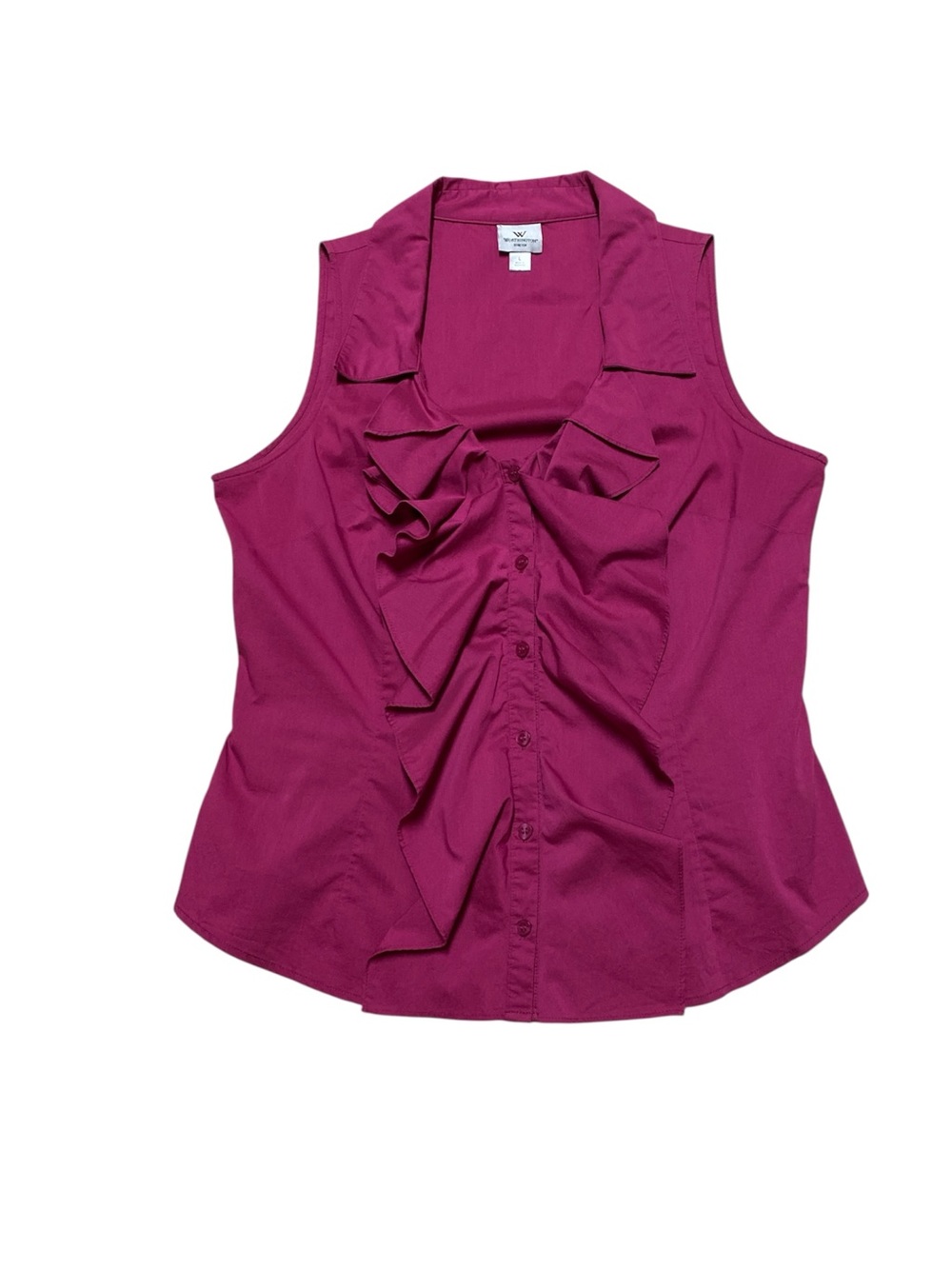 Worthington Sleeveless Blouse Women’s L Pink Ruffle Business Casual Tank Top